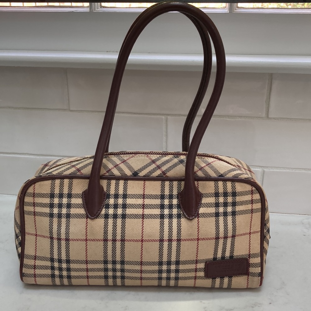 Burberry Nova plaid tweed and leather bag